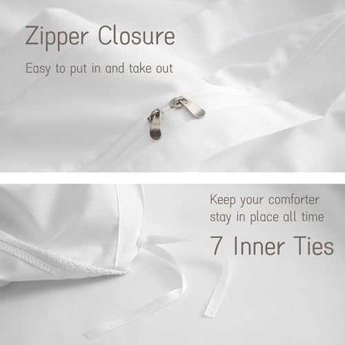 Queen Size White Cotton Duvet Cover with Lace Trim - 90x90