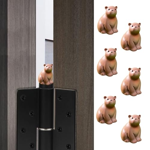 6-Piece Magnetic Brown Bear Door Hinge Decorative Toppers