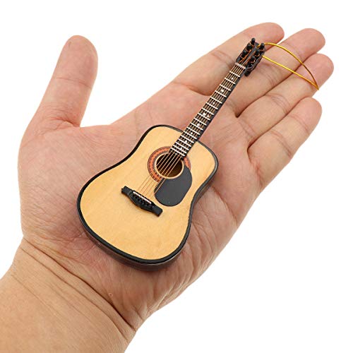 Wooden Miniature Guitar Hanging Ornament - 5.12 Inch Holiday Tree Decor