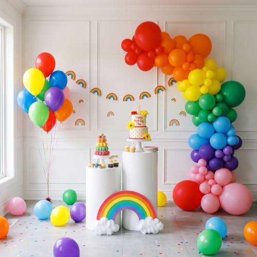 Rubfac Rainbow Balloons 12 Inch 120 Pack Assorted Colors Latex Party Decor