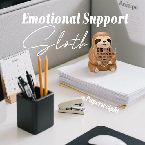AkeKe Emotional Support Sloth Figurine with Heart Card - Sister Edition