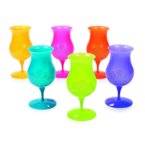 12 Pack 16oz Plastic Hurricane Glasses for Tropical Cocktails & Parties