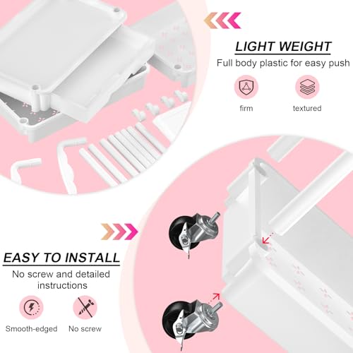 Goovilla 3 Tier Rolling Utility Cart with Removable Drawer, White