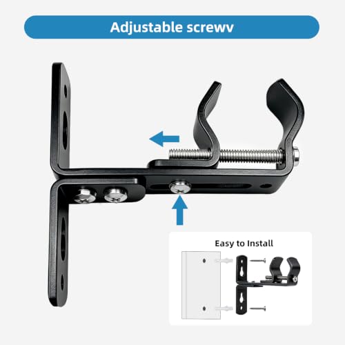Adjustable Heavy Duty Curtain Rod Brackets - Wall or Ceiling Mount, 4 Pack