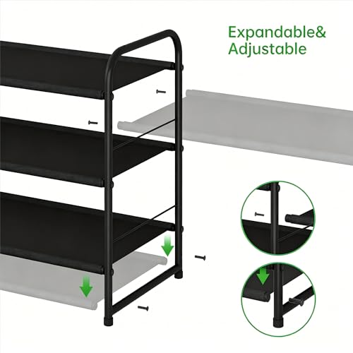 3-Tier Stackable Shoe Rack – Expandable Metal Closet Shoe Organizer