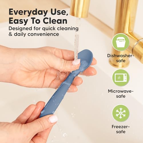 Silicone Baby Spoons for Self Feeding & Weaning 3-Pack Slate