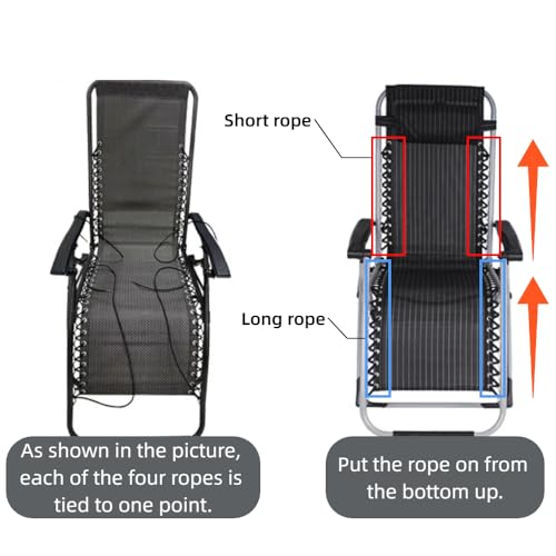 Heavy Duty Bungee Cord Replacement Kit for Zero Gravity Chairs - 4 Pack