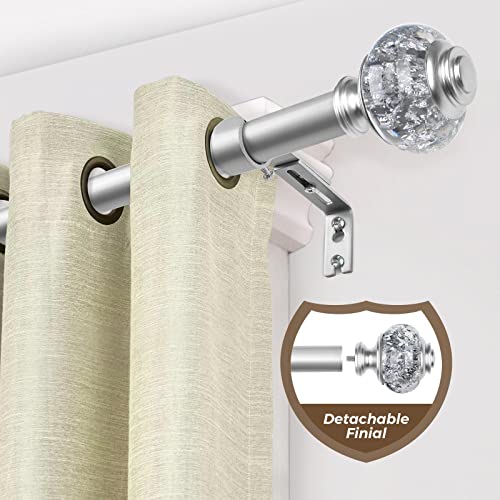 Decorative Curtain Rod Finials, Silver Translucent Ends for 1-Inch Rods