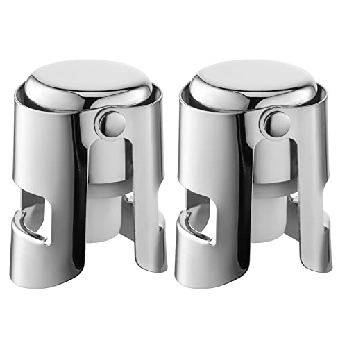 Stainless Steel Champagne Bottle Stoppers - Leak-Proof Saver (2 Pack)