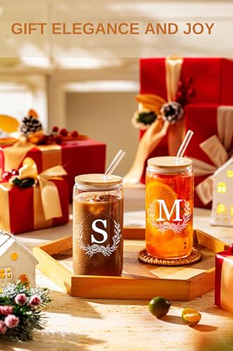 Personalized 16oz Glass Coffee Cup with Bamboo Lid and Straw