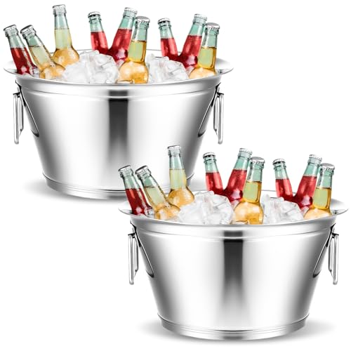 Maxdot 2-Pack Large Stainless Steel Champagne & Ice Buckets for Parties
