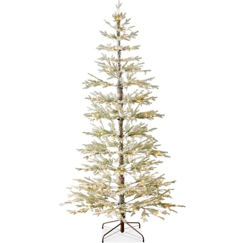 7.5ft Pre-Lit Flocked Artificial Christmas Tree with Dual Color LED Lights