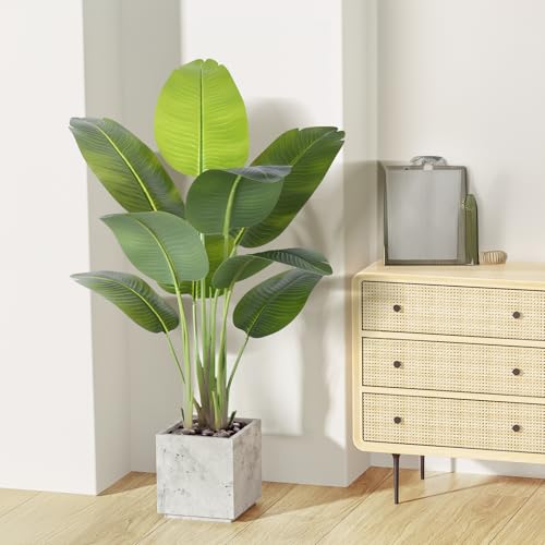 Artificial Bird of Paradise Plant - 4Ft Faux Tropical Tree with Silk Leaves for Home Decor