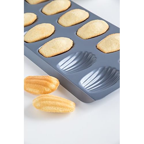 Fox Run Premium Non-Stick Madeleine Pan, Set of 2, Grey Carbon Steel, 12-Cup