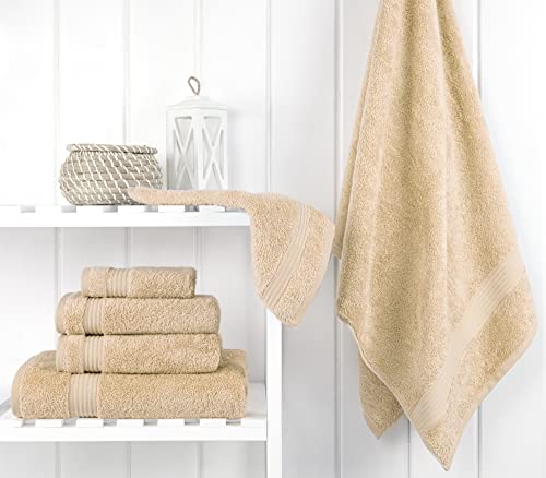 Cotton Paradise 6-Piece Turkish Towel Set - Soft & Absorbent Beige