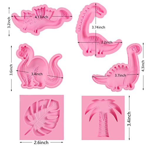 Dinosaur Silicone Fondant Molds - 6 Pack Jurassic Cake Decorating Tools