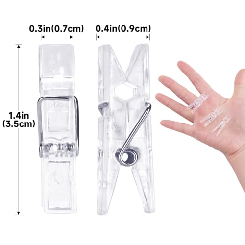 100 Pack Mini Clear Plastic Clothespins for Photo Displays and DIY Crafts
