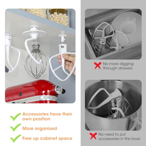4 Pack Stand Mixer Attachment Holders for Kitchen Wall or Cabinet Storage