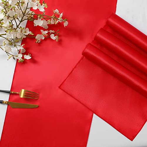 Red Satin Table Runner 12 x 108 Inch, 2 Pack Smooth Table Decor