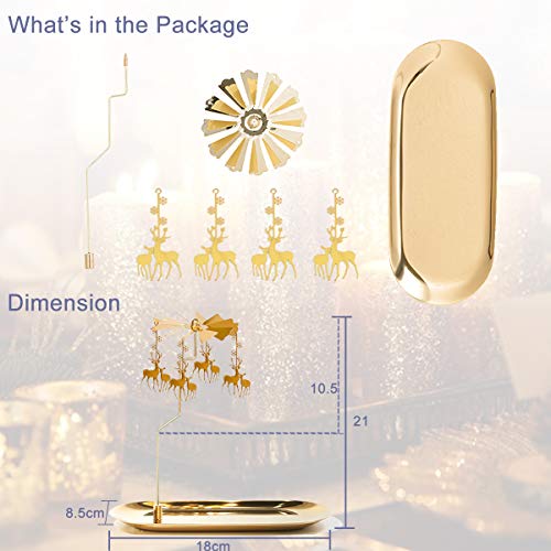 Gold Rotating Deer Candle Holder - Christmas Thermal Spinning Candlestick