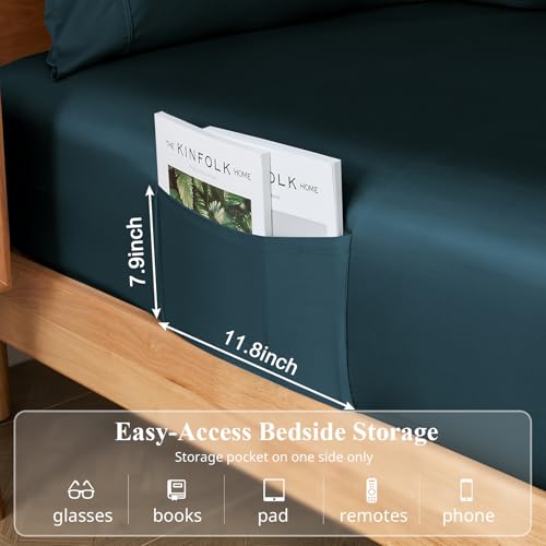 KRIMANO Navy Blue Queen Bamboo Viscose Cooling Sheet Set - 4pcs