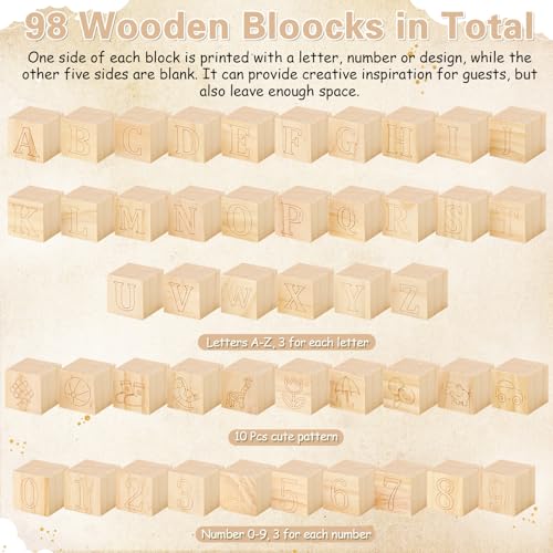 136-Piece Baby Shower Wooden Building Blocks Game Set with Markers
