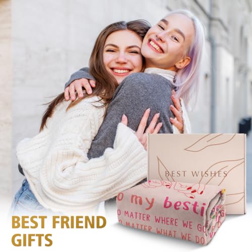 GiltGlimmer Best Friend Blanket 60 x 50 in Pink – Birthday & Christmas Gift for Women, Bestie