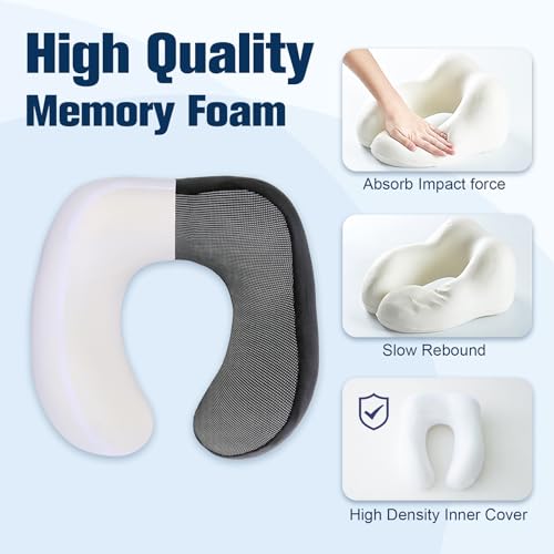Cirorld Memory Foam Travel Neck Pillow - Adjustable Airplane Pillow Set