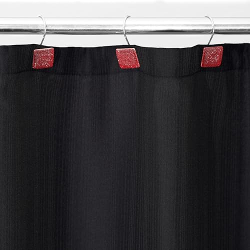 Red Bling Shower Curtain Hooks - Christmas Bathroom Rings, 12 pcs