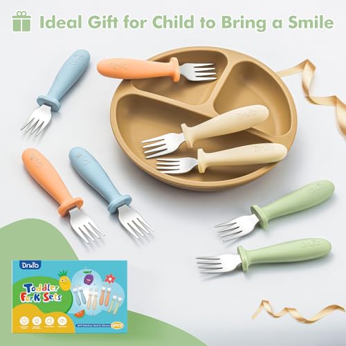8-Piece Toddler Forks Set with Silicone Handles and Anti-Choke Design