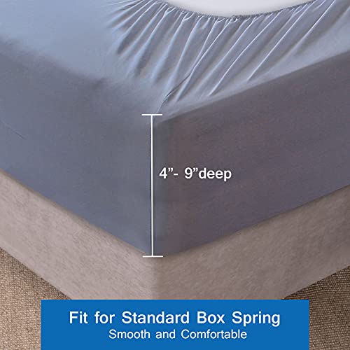 Queen Box Spring Cover - Stretchable 4-Side Bed Skirt Wrap, Grey