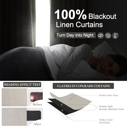 100% Blackout Thermal Curtains 84" Length, 2 Panels Set - Off White
