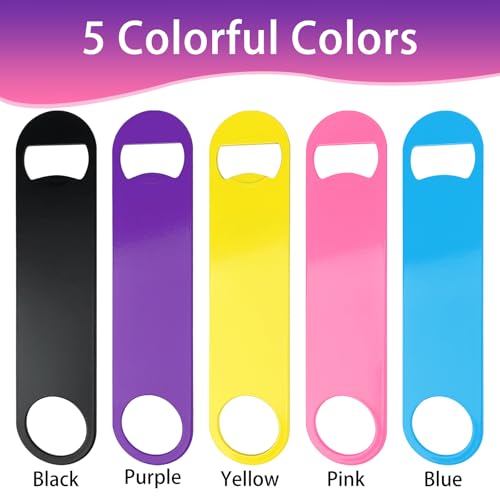 KTOJOY 5 Pack 7-Inch Colorful Stainless Steel Bottle Openers - Large Bar Tools