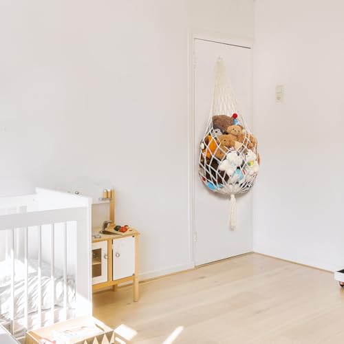 Boho Macrame Stuffed Animal Hammock for Corner Storage