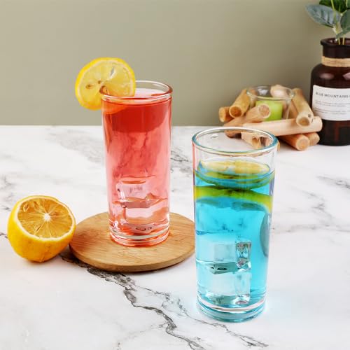 BTGLLAS Glass Set of 6 Highball Drinking Glasses 8oz for Cocktails & Water - Clear