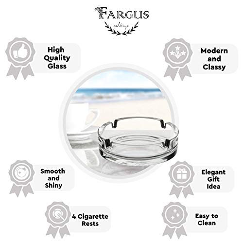 Modern Clear Glass Ashtray for Cigarettes, 4.2 Inch, Set of 2