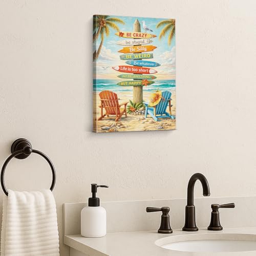 Coastal Surfboard Beach Wall Art - 8x10 Inch Tropical Summer Canvas Decor