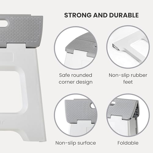 Compact Foldable Step Stool - 12.5" Non-Slip Portable Step, 330 lb Capacity