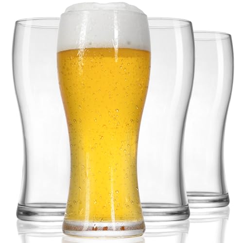 Set of 4 Pint Beer Glasses, 15.5 oz Classic Pilsner Drinking Mugs