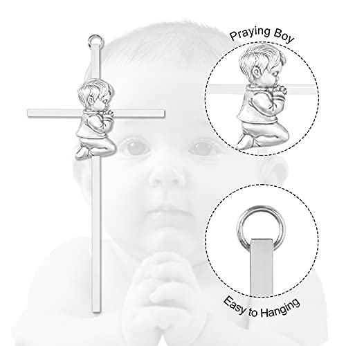 7-Inch Silver Baptism Cross for Boys - Keepsake Christening Wall Decor
