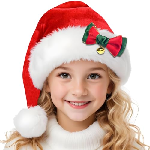 Kids Red Velvet Santa Hat - Christmas & Holiday Party Accessory