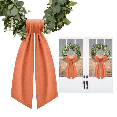 2-Pack Orange Wreath Sash, 55-Inch Polyester Ribbon for Front Door Decor