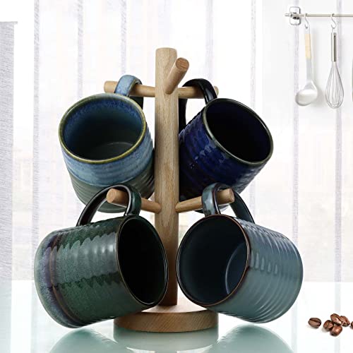 RELEDESA 18 Oz Starry Blue Large Ceramic Coffee Mug with Big Handle - Handmade Pottery Tea Cup, Microwave & Dishwasher Safe