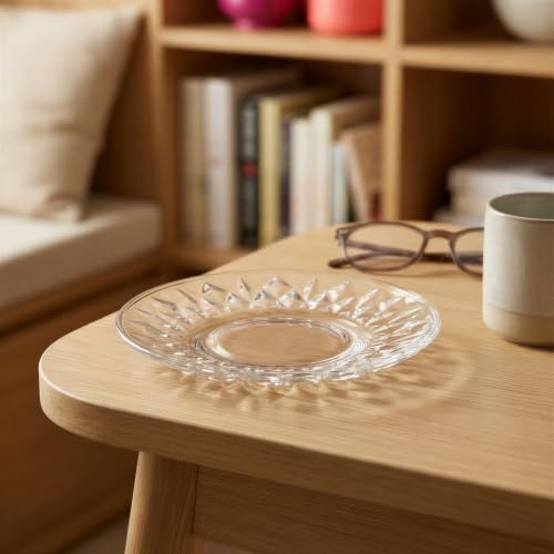 LAV Odin Glass Tea Saucer Set of 6 – 4.9-inch Clear Glass for Turkish Tea Cups