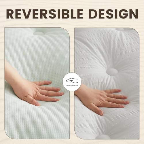 Queen Mattress Topper - Reversible Egg Crate Memory Foam Pad, Waterproof, Deep Pocket 21"