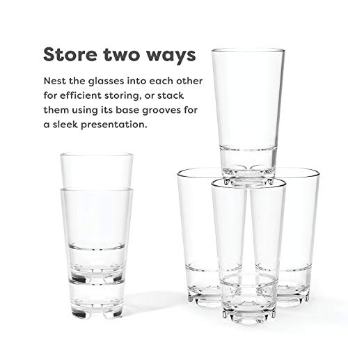 16oz Unbreakable Tritan Pint Glasses, Dishwasher Safe Stacking Set of 4