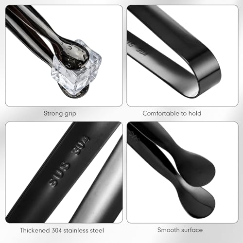 Thenshop Black Mini Stainless Steel Serving Tongs - 24 Pack, 4.25 Inches for Food & Party Use
