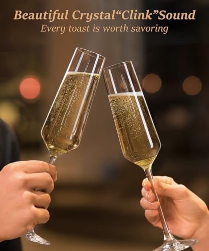 OJA 7oz Crystal Champagne Flutes Set of 6 | Elegant Stemware for Celebrations