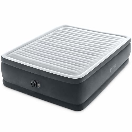 INTEX Dura-Beam Deluxe 18" Queen Size Air Mattress with Built-in Pump