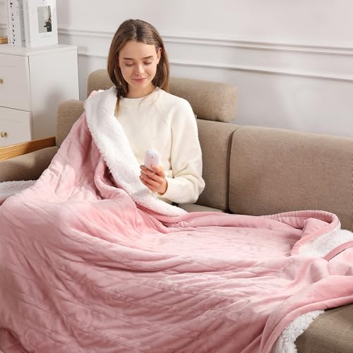 Pink Heated Throw Blanket - Ultra Warm Electric Blanket 50x60